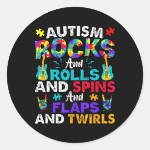 Autismus Rocks Rolls Spins Flaps Bewusstsein Kids  Runder Aufkleber