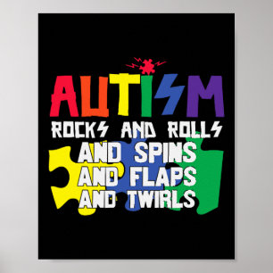 Autismus rockt rollt dreht schlägt und wirbelt poster