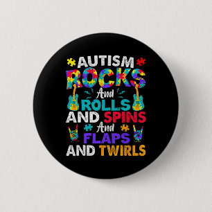Autismus rockt, rollt und dreht Autismus-Bewusstse Button
