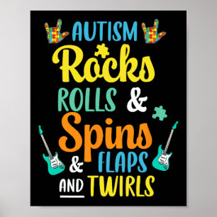 Autismus rockt und rollt, dreht und schlägt und wi poster
