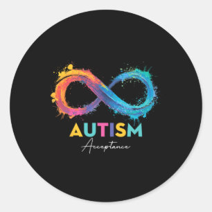 Autismus Rot statt Unendlichkeit Symbol Autistisch Runder Aufkleber