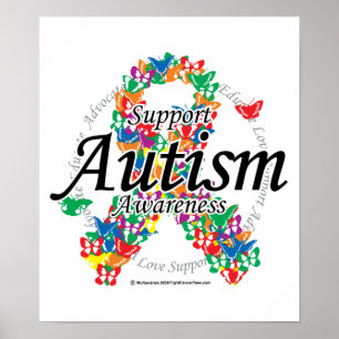 Autismus-Schleife der Schmetterlinge Poster
