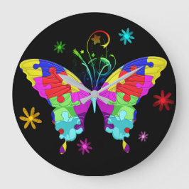 Autismus-Schmetterling Große Wanduhr