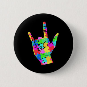 Autismus Sensibilisierung Gebärdensprache Geschenk Button