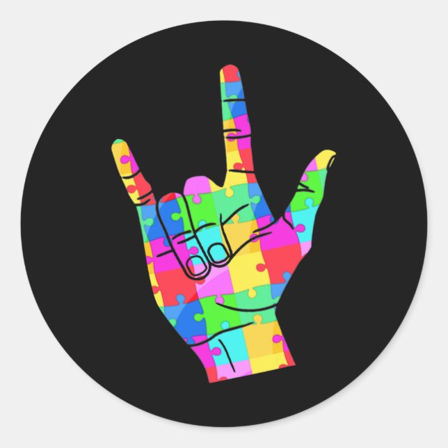 Autismus Sensibilisierung Gebärdensprache Geschenk Runder Aufkleber (Vorderseite)
