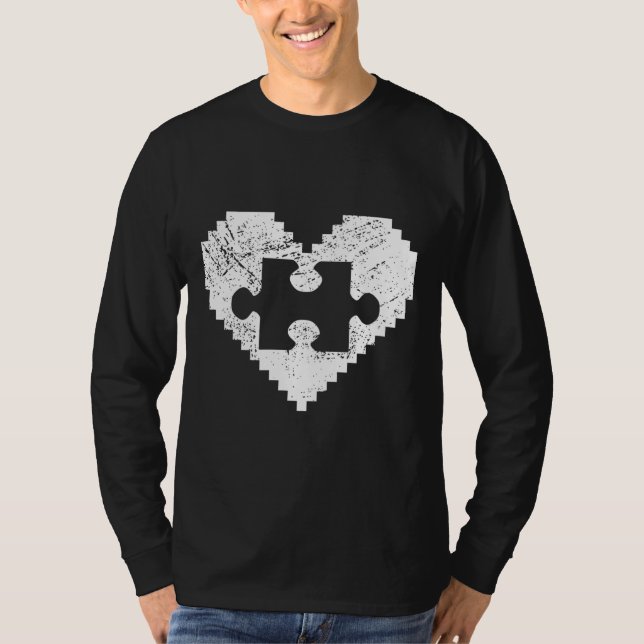 Autismus Sensibilisierung Pixel Herzrasen Kindheit T-Shirt (Vorderseite)