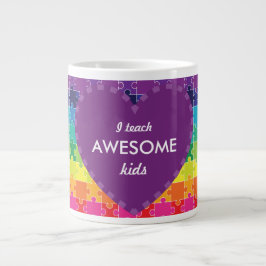 Autismus Sensibilisierung Regenbogen Puzzleteile Jumbo-Tasse