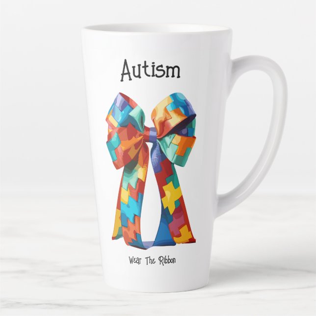 Autismus Sensibilisierungsband Latte Tasse (Rechts)