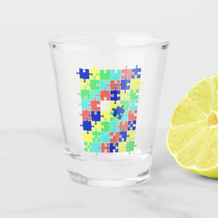 Autismus Sensibilisierungsstück Schnapsglas