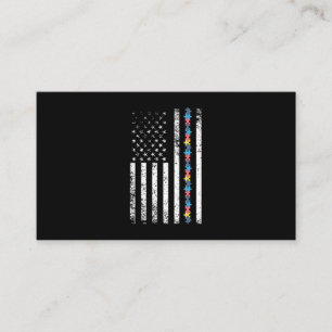 Autismus-Shirt American Flag Puzzle Visitenkarte