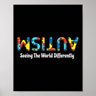 Autismus sieht die Welt anders auf dem Kopf Autism Poster
