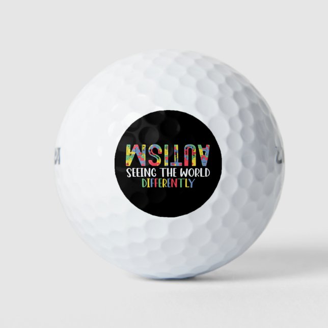 Autismus sieht die Welt anders Autismus Awarene Golfball (Vorderseite)