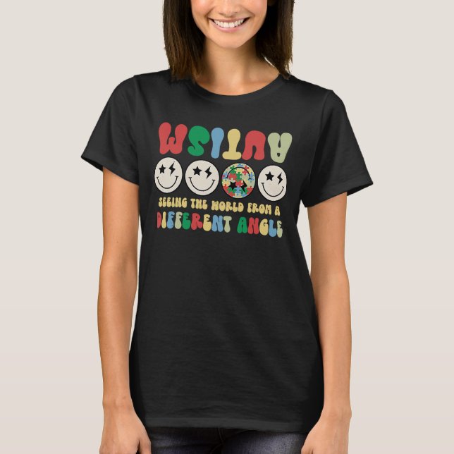 Autismus sieht die Welt anders erwachsen Lächeln F T-Shirt (Vorderseite)