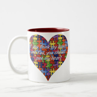 Autismus sieht meine Herz-Kaffee-Tasse Zweifarbige Tasse