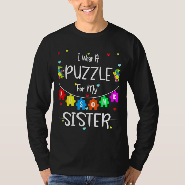 Autismus Sister Awareness Liebe Unterstützung Mult T-Shirt (Vorderseite)