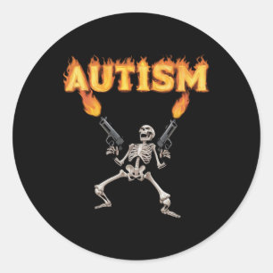 Autismus Skeleton Funny Odselig spezifische Maßnah Runder Aufkleber
