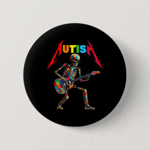 Autismus Skelett Gitarre Rock Musikliebhaber Autis Button