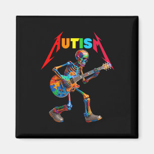 Autismus Skelett Gitarre Rock Puzzle Musik Autismu Magnet