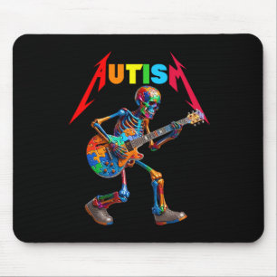 Autismus Skelett Gitarre Rock Puzzle Musik Autismu Mousepad