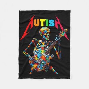 Autismus Skelett Gitarre Spieler Rock Musik Autism Fleecedecke