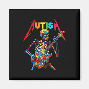 Autismus Skelett Gitarre Spieler Rock Musik Autism Magnet