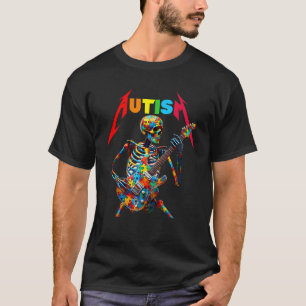 Autismus Skelett Gitarre Spieler Rock Musik Autism T-Shirt