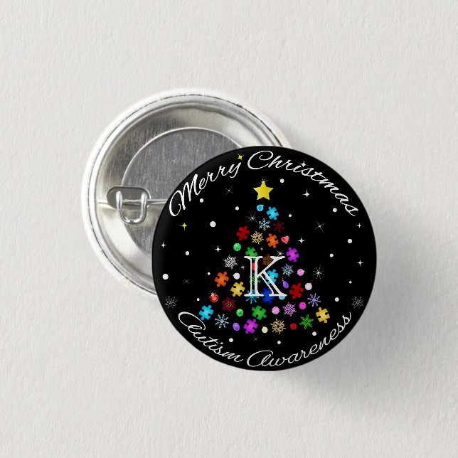 Autismus Snowflake Weihnachtsbaum Button (Vorne & Hinten)