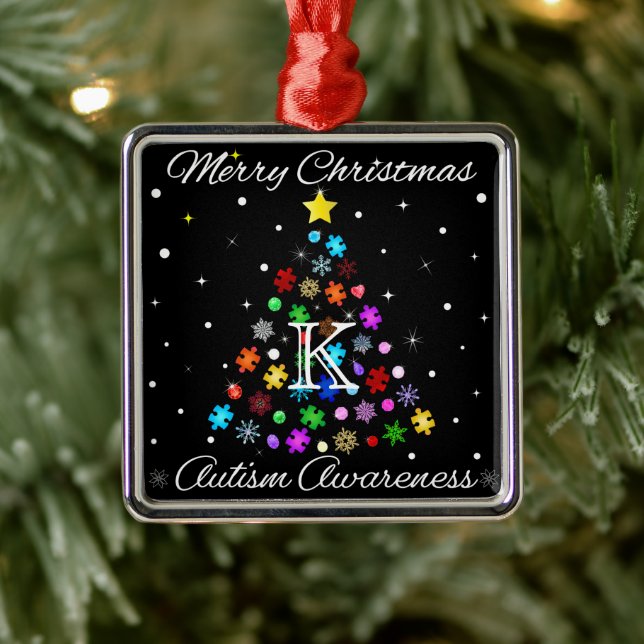 Autismus Snowflake Weihnachtsbaum Ornament Aus Metall (Baum)