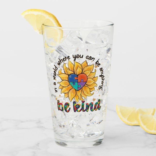 Autismus Sonnenblume ist freundlich Glas (Vorderseite Ice)