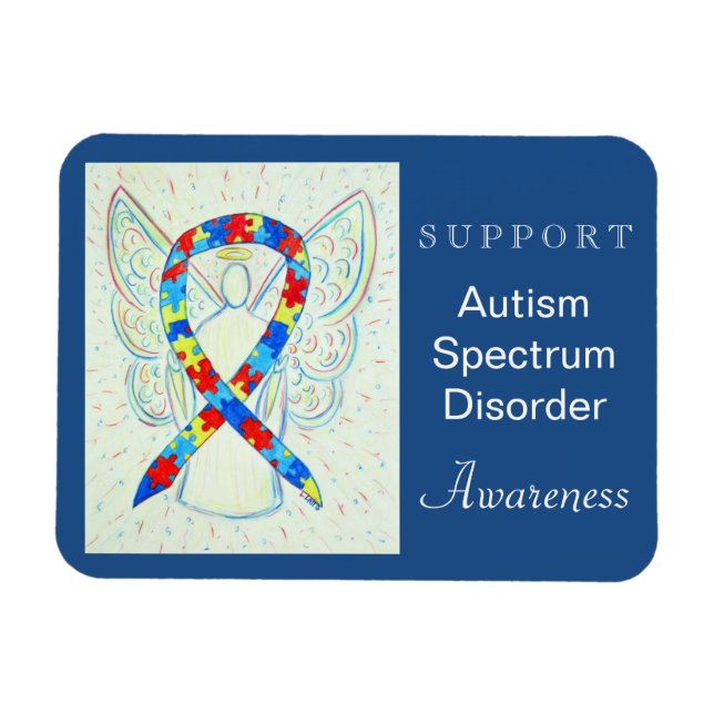 Autismus Spectrum Disorder (ASD) Ribbon Angel Magn Magnet (Horizontal)