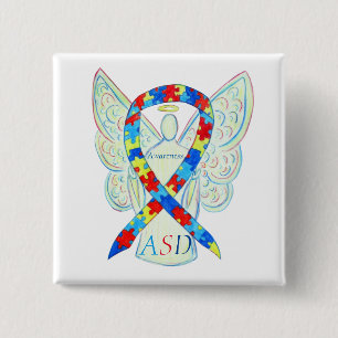 Autismus Spectrum Disruption Engel Puzzle Ribbon B Button