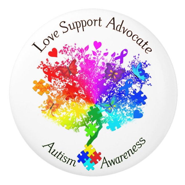 Autismus Spectrum Tree Keramikknauf (Vorderseite)