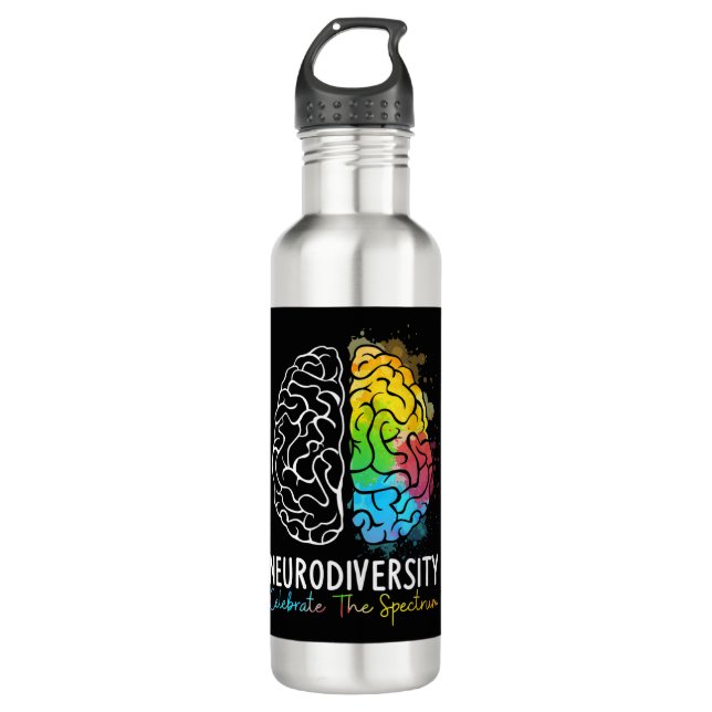 Autismus-Spektrum ASD ADHD Rainbow Br Edelstahlflasche (Vorderseite)