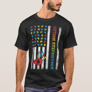 Autismus Stiefmutter Amerikanische Flagge Autismus T-Shirt