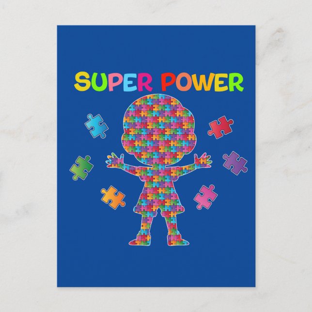 Autismus, Super Power Postkarte (Vorderseite)