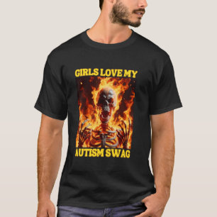 Autismus Swag Lustiges Cringe Hartes Skelett Meme T-Shirt