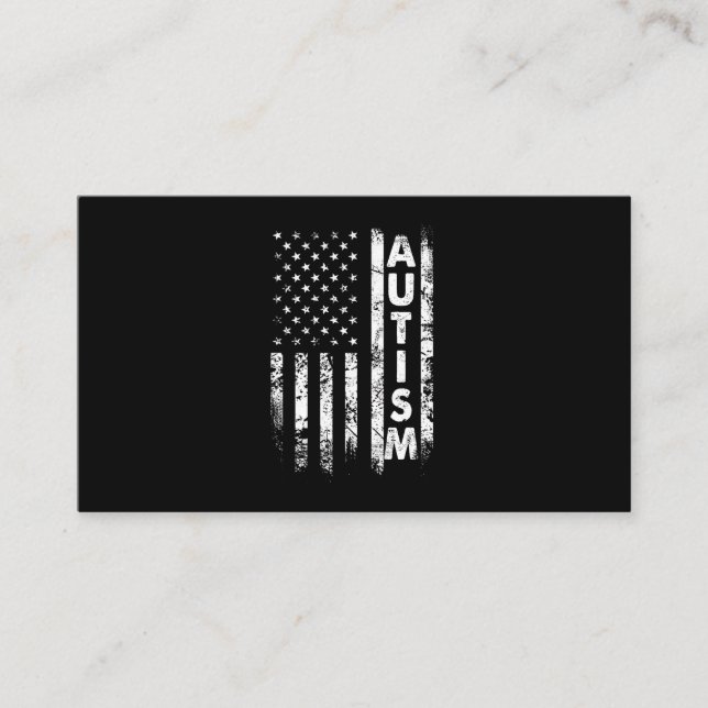 Autismus T - Shirt American Flag Grunge Visitenkarte (Vorderseite)