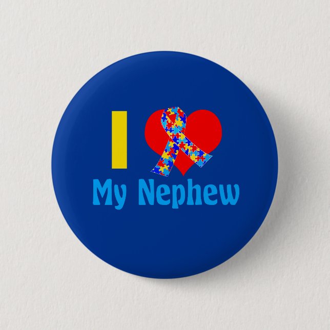 Autismus Tante I Liebe Mein Nephew Blue Heart Button (Vorderseite)