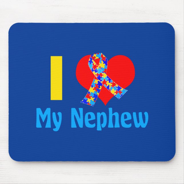 Autismus Tante I Liebe Mein Nephew Blue Heart Mousepad (Vorne)