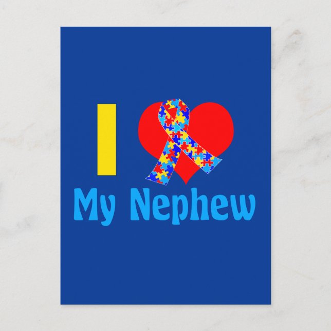 Autismus Tante I Liebe Mein Nephew Blue Heart Postkarte (Vorderseite)
