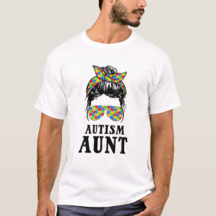 Autismus Tante Messy Bun Autism Awareness Auntie S T-Shirt