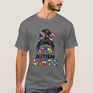 Autismus Tante Messy Bun Autism Awareness Tunt T-Shirt