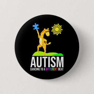 Autismus tanzt zu einer anderen Beat Fun Awareness Button