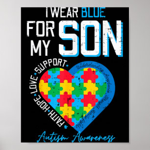 Autismus Trage Blau für Sohn Bewusstsein Vater Mut Poster