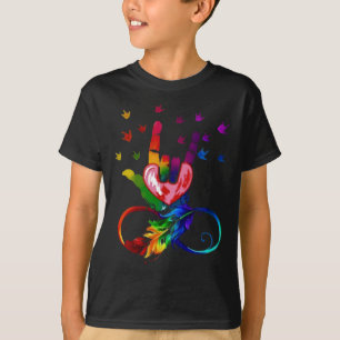 Autismus Unendlichkeit Symbol Asl Hand Gebärdenspr T-Shirt