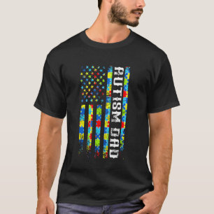 Autismus-Vater Amerikanische Flagge Puzzle Stolz V T-Shirt