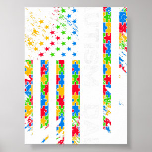 Autismus-Vater Amerikanische Flagge Puzzle-Teil Mä Poster