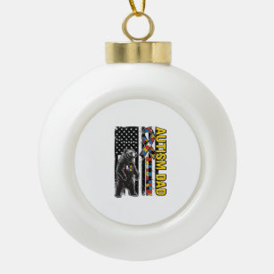 Autismus-Vater-Bär-Flagge-Bewusstseins-Shirt-Desig Keramik Kugel-Ornament