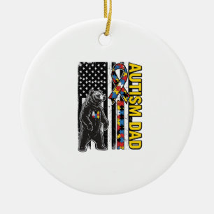 Autismus-Vater-Bär-Flagge-Bewusstseins-Shirt-Desig Keramik Ornament