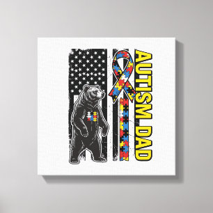 Autismus-Vater-Bär-Flagge-Bewusstseins-Shirt-Desig Leinwanddruck